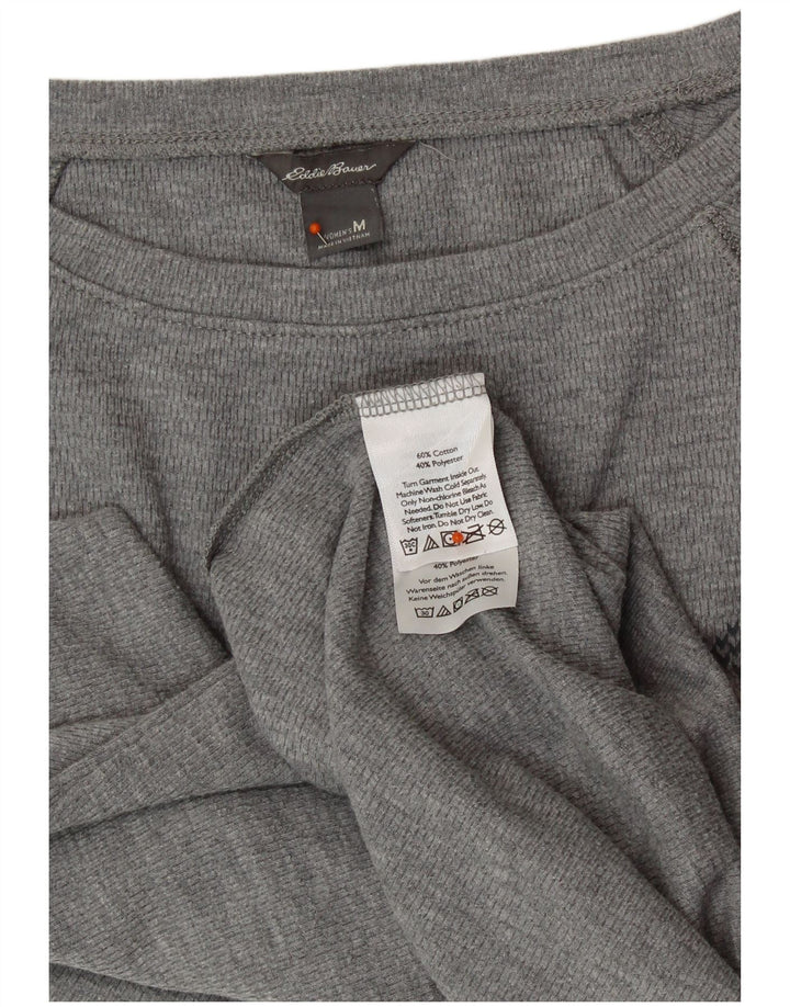 Женский топ Eddie Bauer с длинным рукавом UK 12, средний серый хлопок Fair Isle