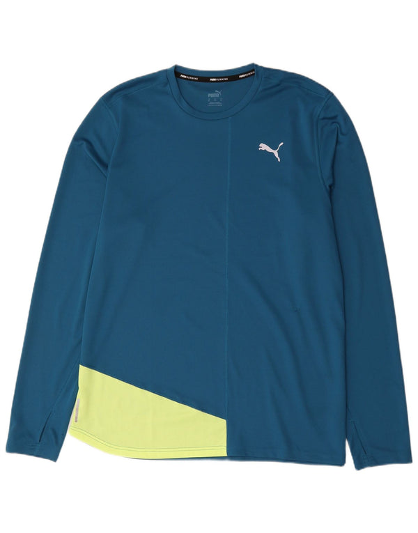 Мужской топ Puma с длинным рукавом XL синий с цветными блоками