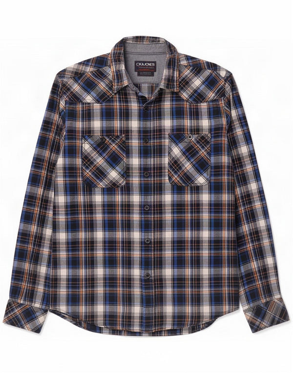 Мужская рубашка с рисунком Jack & Jones в клетку среднего синего цвета