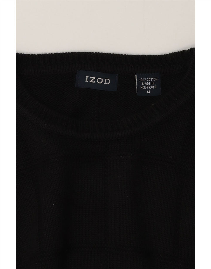 IZOD Мужской свитер с круглым вырезом, средний черный хлопковый свитер