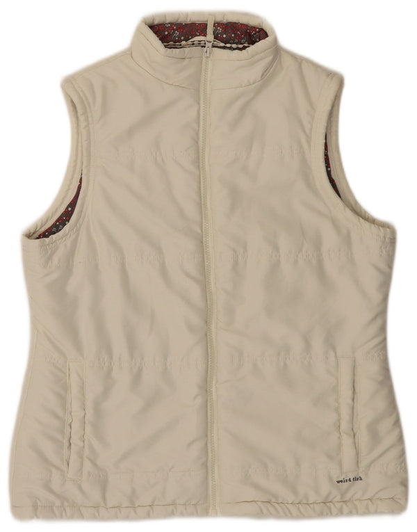 WEIRD FISH Womens Padded Gilet UK 14 Medium Off White Polyester
