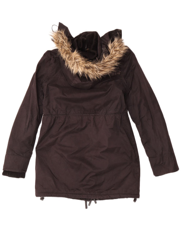 Женская парка Superdry с капюшоном и графическим рисунком UK 16, большая черная хлопковая куртка