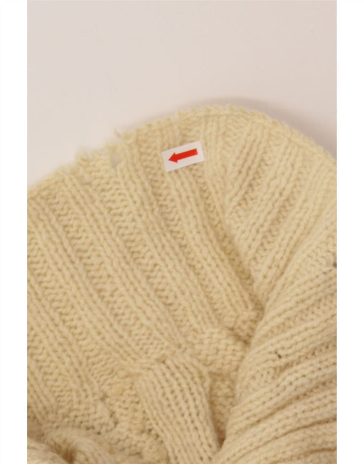 VINTAGE Womens Longline Cardigan Sweater UK 14 Medium Beige Vintage Vintage and Second-Hand Vintage from Messina Hembry 