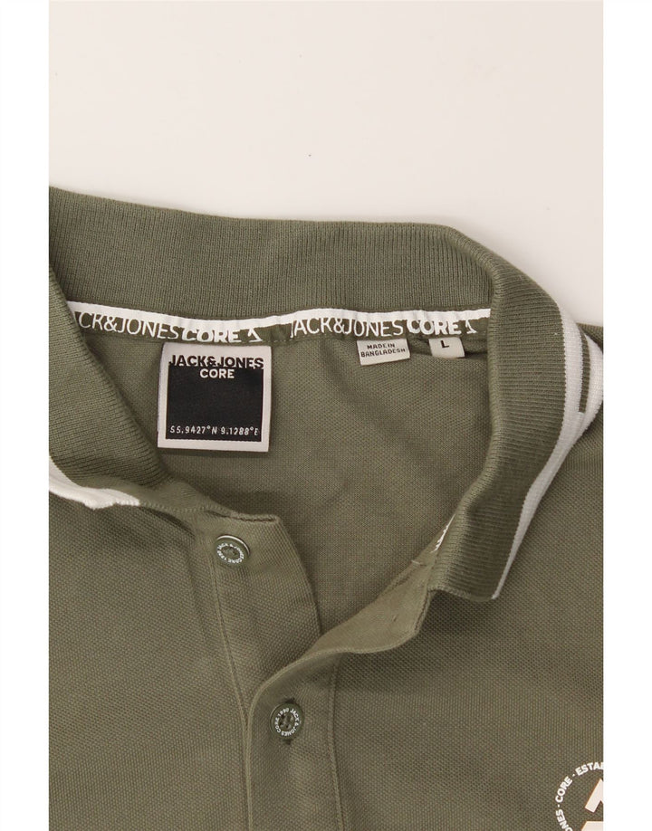 JACK & JONES Mens Polo Shirt Large Khaki Vintage Jack & Jones and Second-Hand Jack & Jones from Messina Hembry 