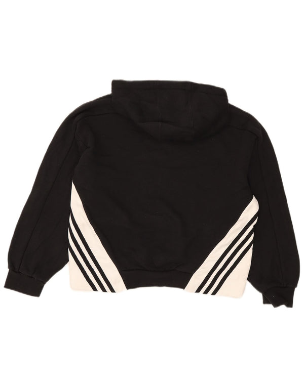 Женский укороченный джемпер с капюшоном Adidas Oversized UK 4 XS, черный, хлопок с цветными блоками