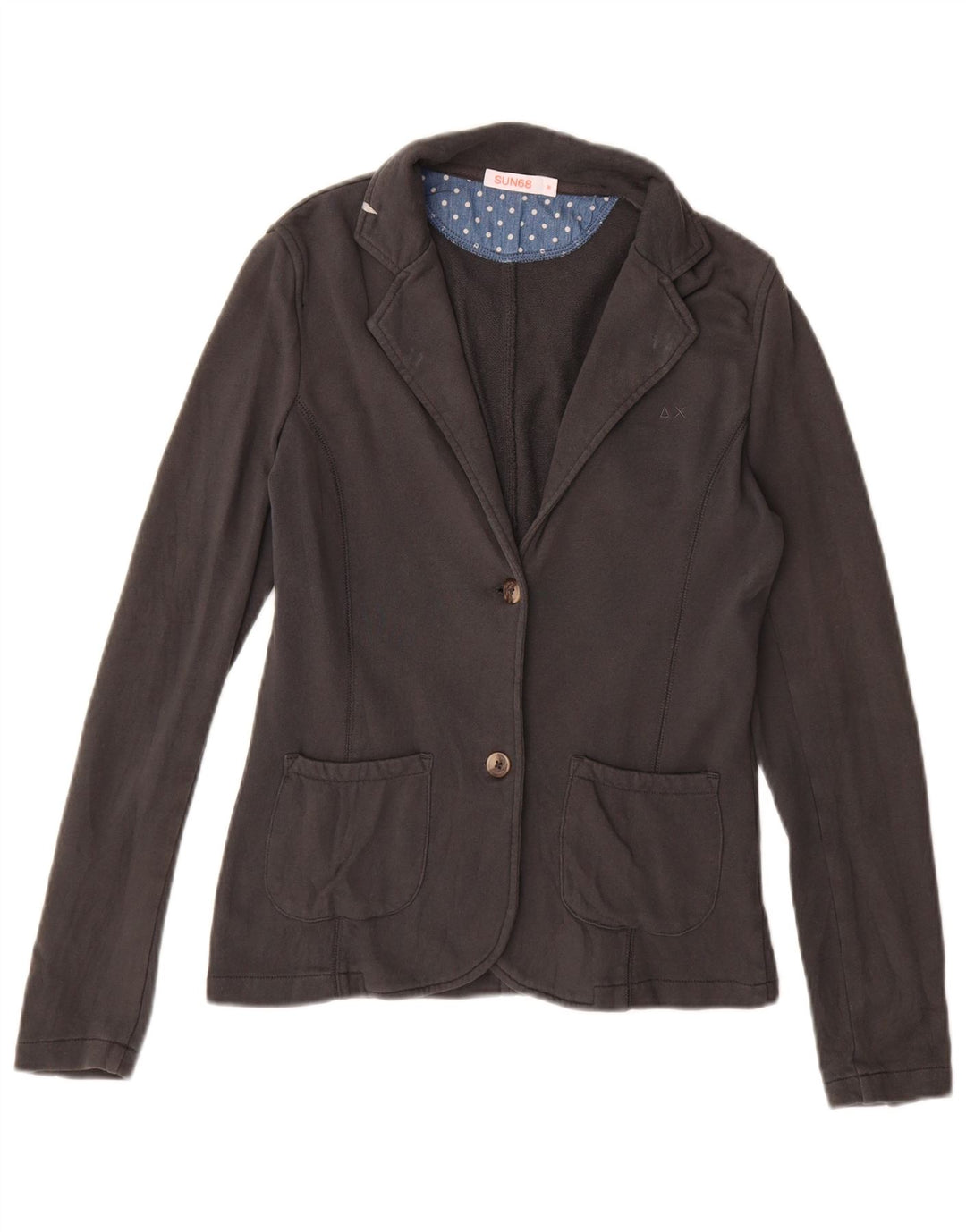 Женский пиджак Sun68 на 2 пуговицах, Великобритания 12, средний серый хлопок