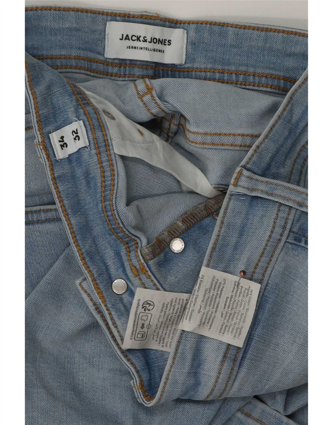 Мужские узкие джинсы Jack & Jones W34 L32 синие, хлопок