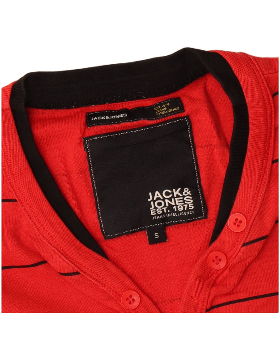Мужской топ Jack & Jones из хлопка с длинным рукавом в маленькую красную полоску