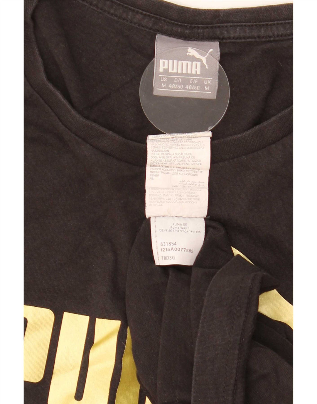 Мужская футболка с рисунком Puma, средний черный хлопок