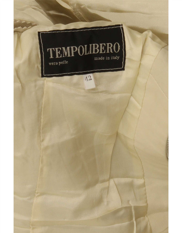 Винтажная женская кожаная куртка IT 42 Medium Beige Leather