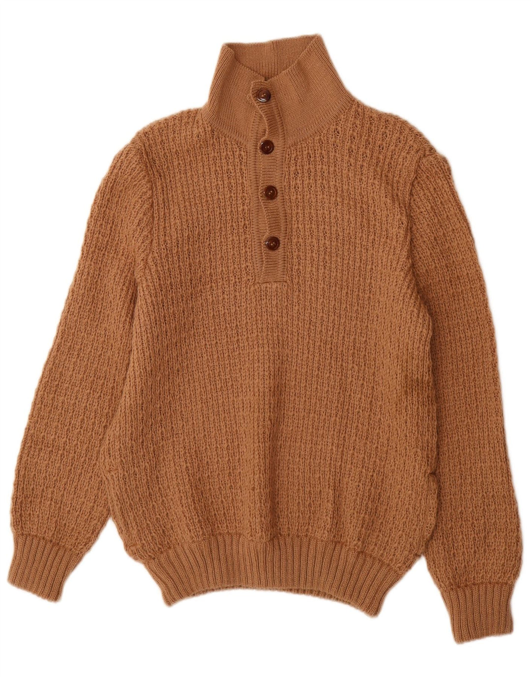 Винтажный мужской джемпер на пуговицах, свитер среднего коричневого цвета