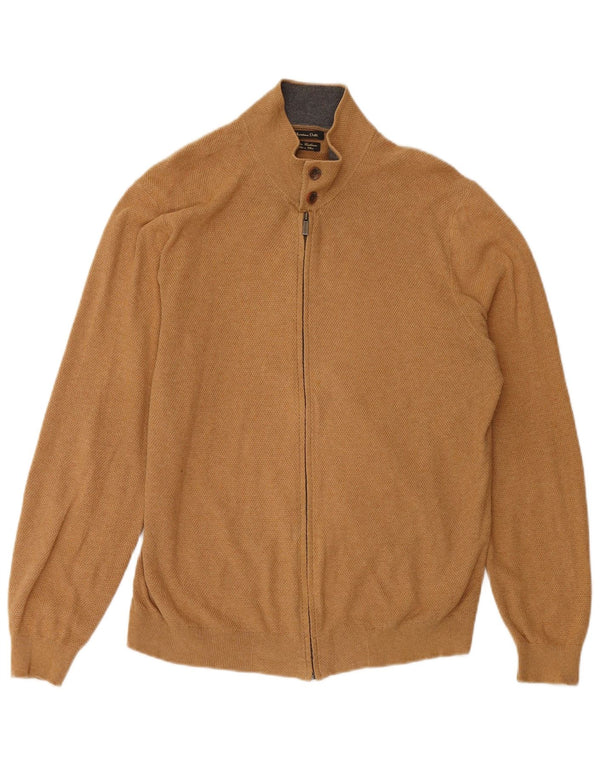 Мужской кардиган MASSIMO DUTTI, большой бежевый хлопковый свитер