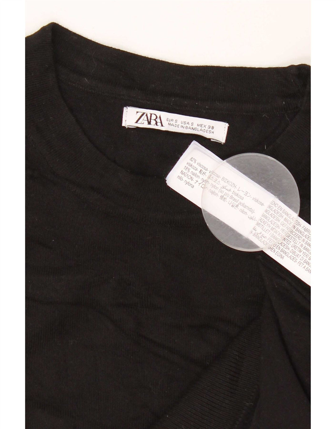 Мужской джемпер с круглым вырезом Zara, маленький черный вискозный свитер
