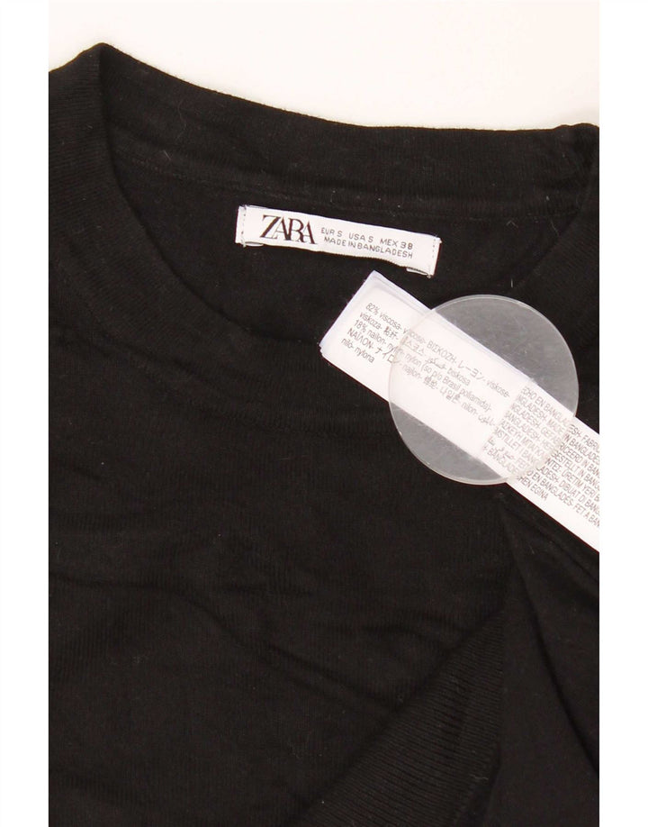 Мужской джемпер с круглым вырезом Zara, маленький черный вискозный свитер
