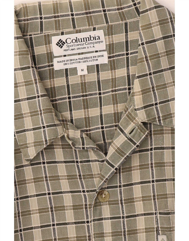 Мужская рубашка Columbia с коротким рукавом, хлопковая клетка среднего цвета хаки
