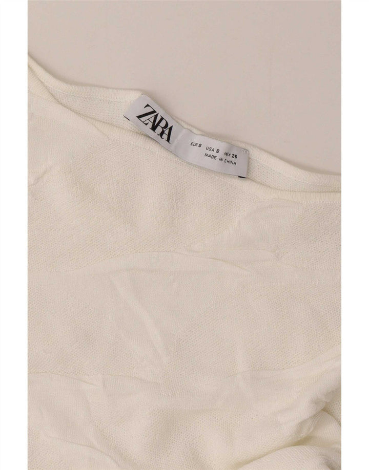 Женский укороченный топ с открытыми плечами Zara UK 8, маленький белый
