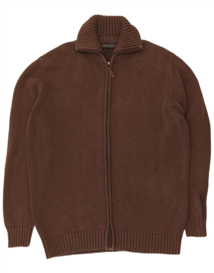 Мужской кардиган Zara XL, коричневый хлопок