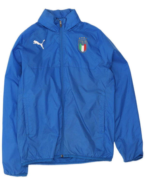 Puma Boys Italia Дождевик с капюшоном и графикой, 15–16 лет, синий нейлон, спортивная