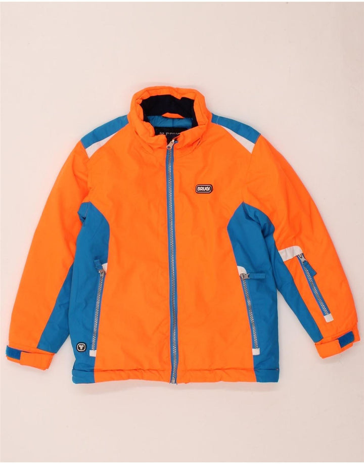 BRUGI Boys Windbreaker Jacket 7-8 Years Orange Colourblock Polyester Vintage Brugi and Second-Hand Brugi from Messina Hembry 