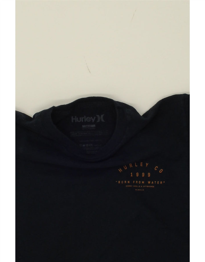 HURLEY Mens Graphic T-Shirt Top Small Navy Blue Cotton Vintage Hurley and Second-Hand Hurley from Messina Hembry 