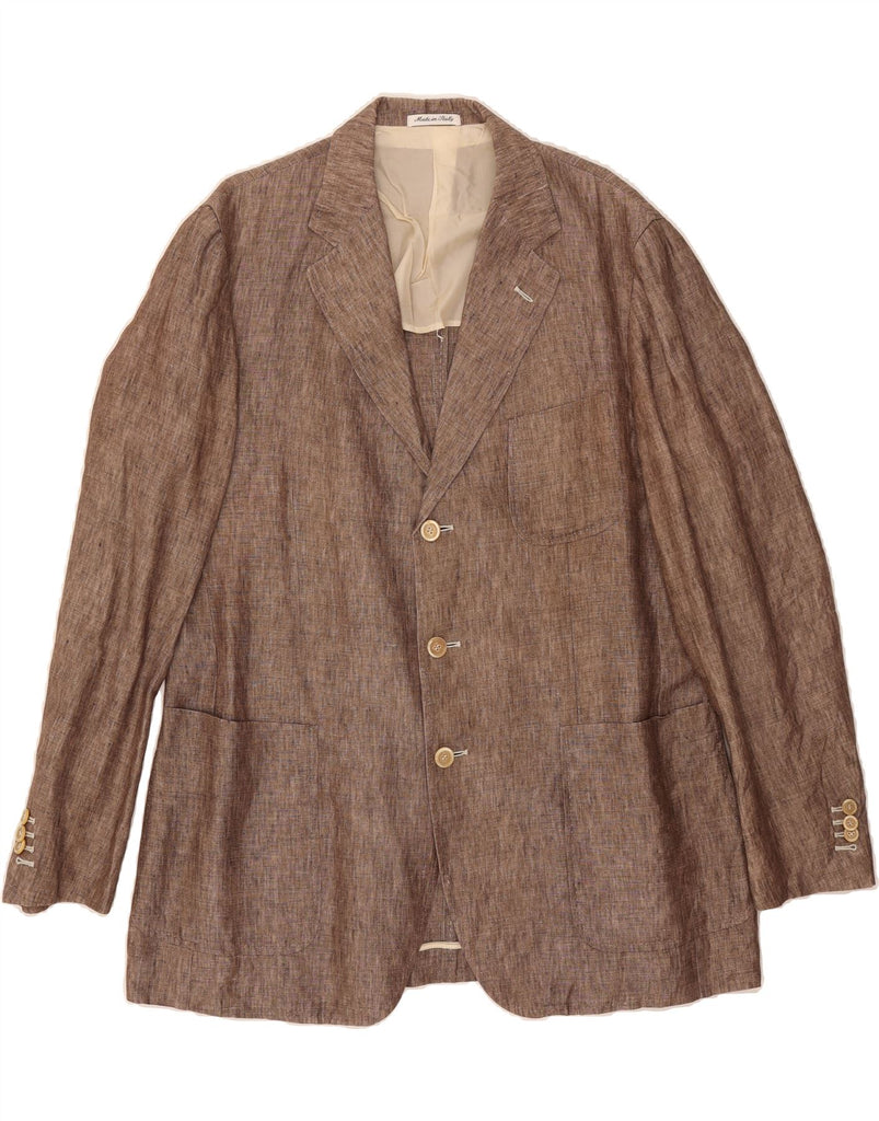 PAL ZILERI Mens 3 Button Blazer Jacket UK 40 Large Brown Flecked Linen Vintage Pal Zileri and Second-Hand Pal Zileri from Messina Hembry 
