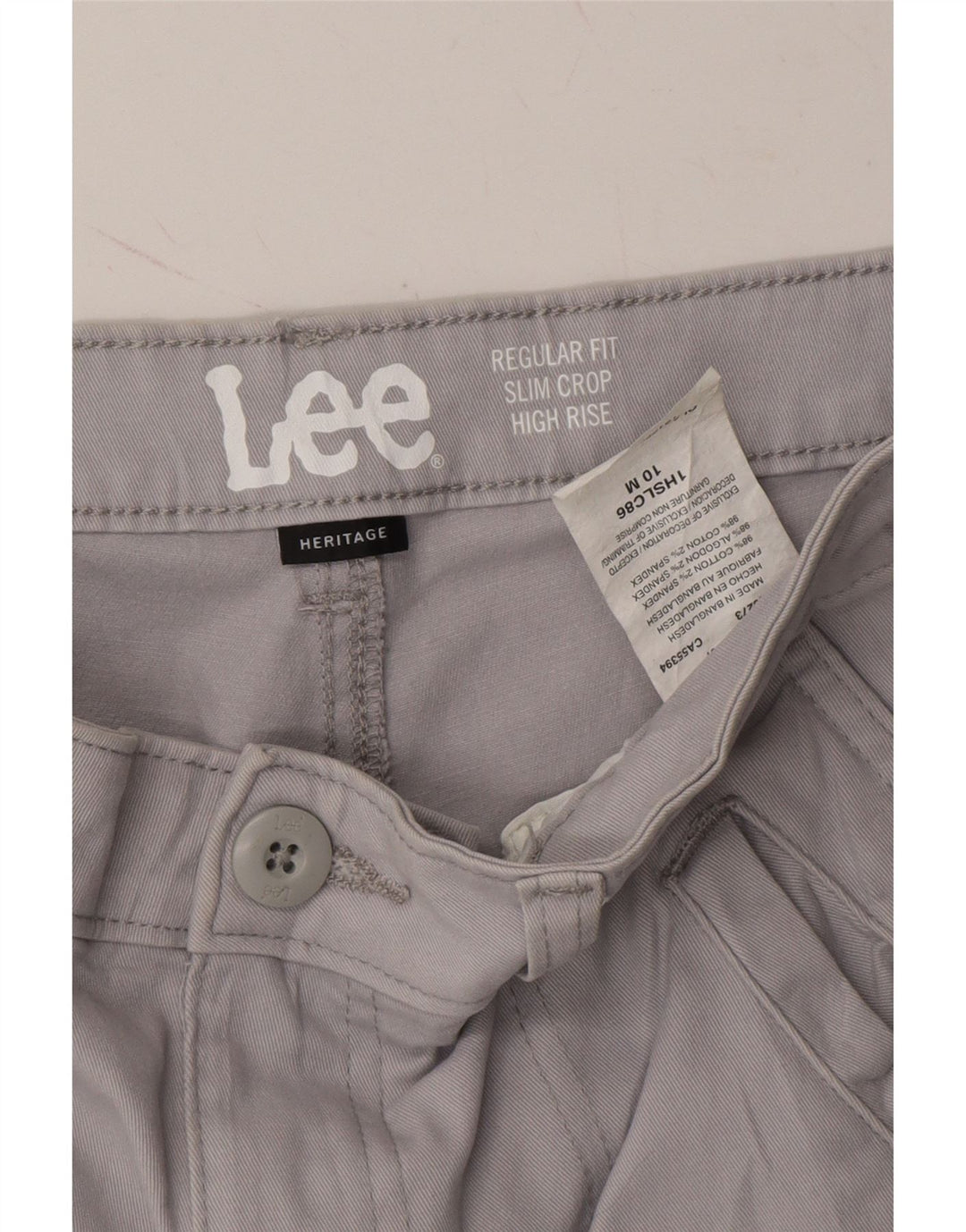 LEE Womens Heritage Slim Regular Cropped Trousers US 10 Large W32 L24 Grey Vintage Lee and Second-Hand Lee from Messina Hembry 
