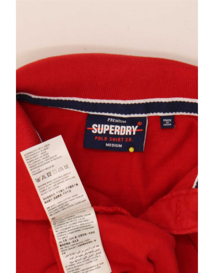 Мужская рубашка-поло Superdry среднего красного цвета из хлопка