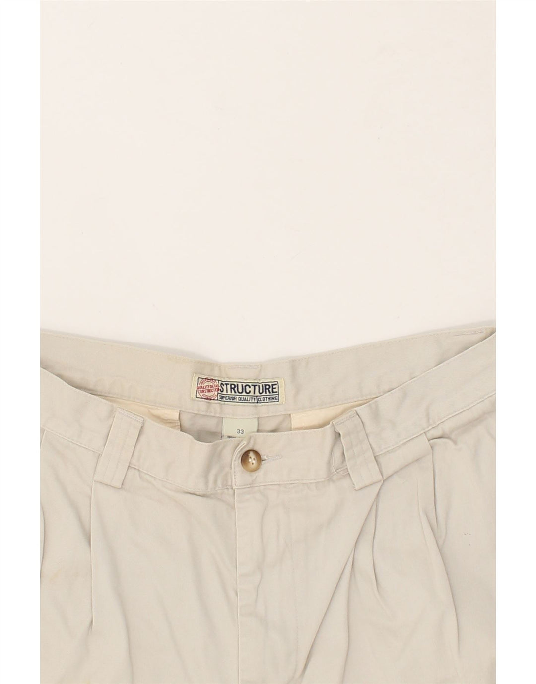 VINTAGE Mens Casual Shorts W33 Medium Beige Cotton Vintage Vintage and Second-Hand Vintage from Messina Hembry 