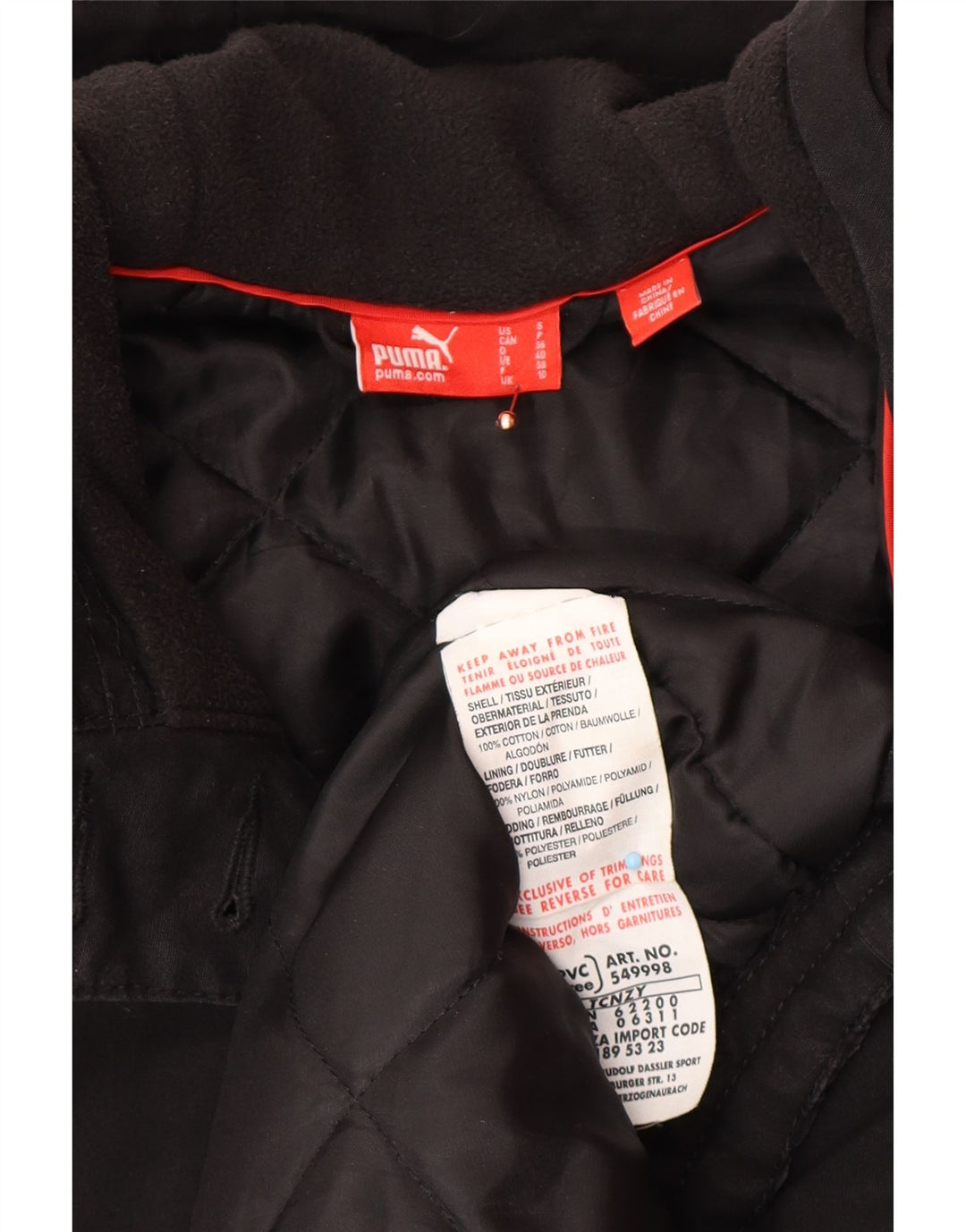 Женская парка большого размера с капюшоном PUMA UK 10, маленькая, черный хлопок