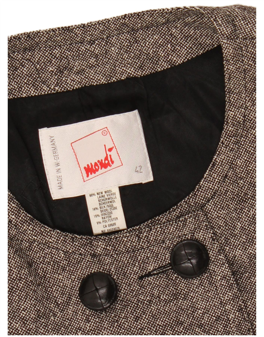 Женское двубортное болеро MONDI EU 42, большая серая шерсть