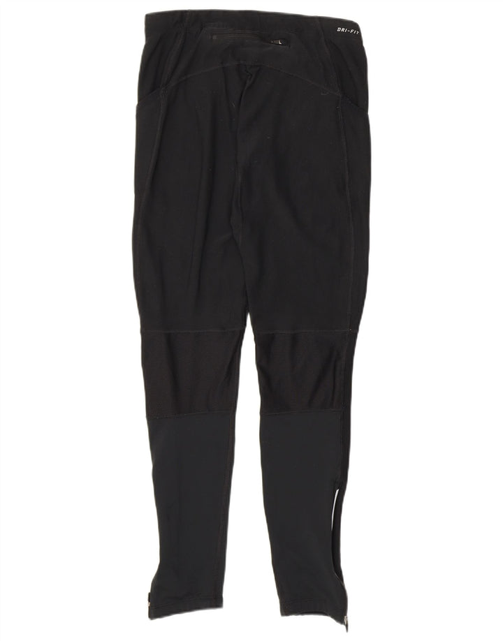 Женские леггинсы Nike Dri Fit UK 12, средний черный, полиэстер с цветными блоками