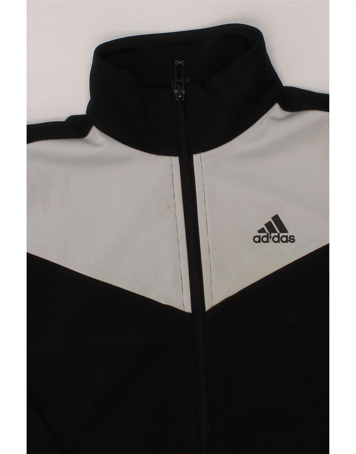 ADIDAS Boys Tracksuit Top Jacket 7-8 Years Black Colourblock Polyester Vintage Adidas and Second-Hand Adidas from Messina Hembry 