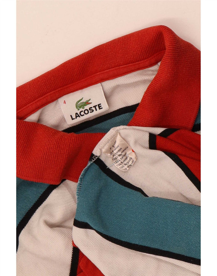 Мужская рубашка-поло Lacoste, размер 4, средний размер, хлопок в разноцветную полоску