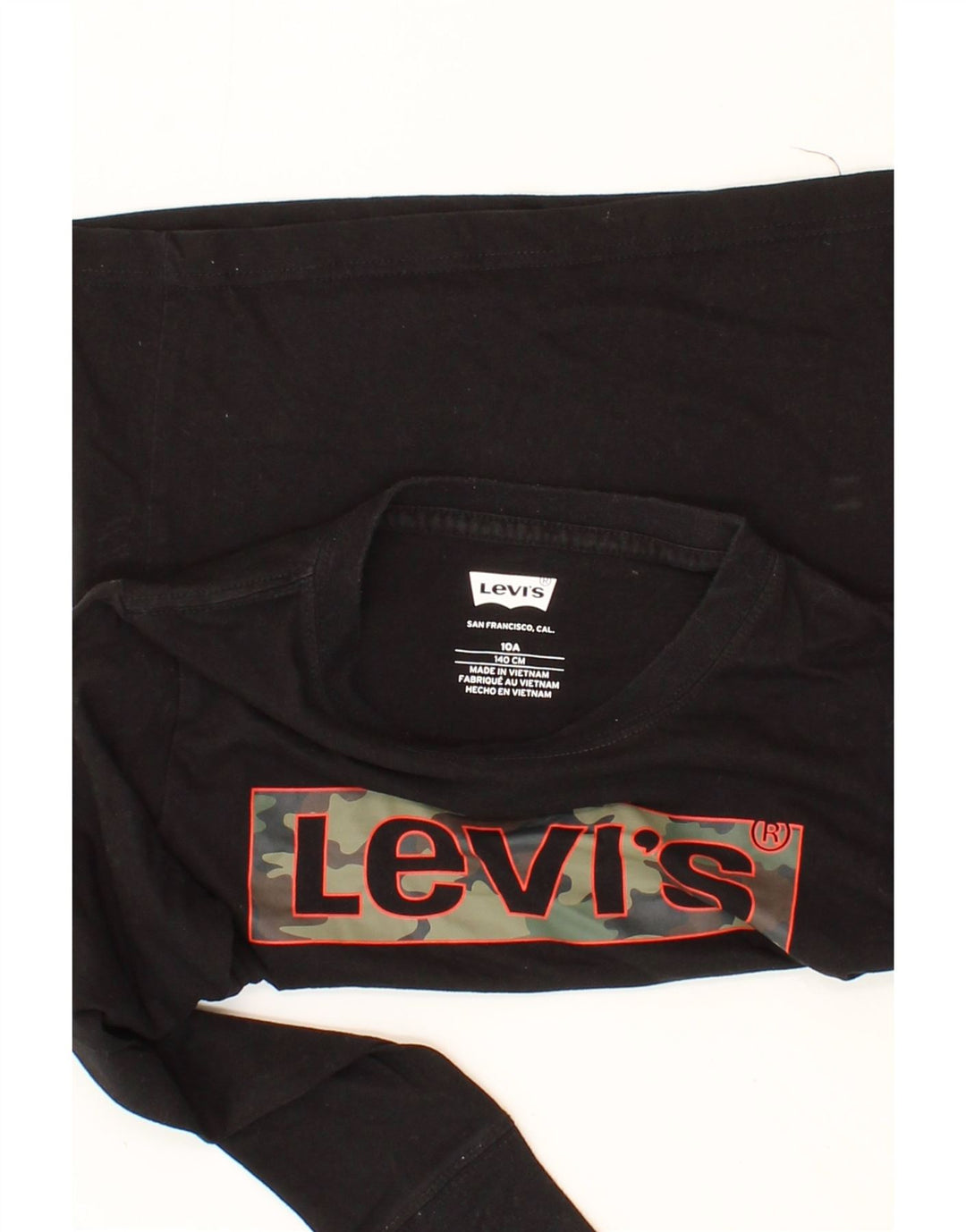 LEVI'S Boys Graphic Top Long Sleeve 9-10 Years Black Vintage Levi's and Second-Hand Levi's from Messina Hembry 