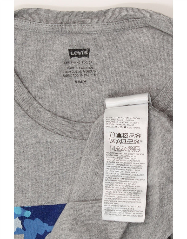 Мужская футболка с рисунком Levi's, хлопковый топ среднего серого цвета