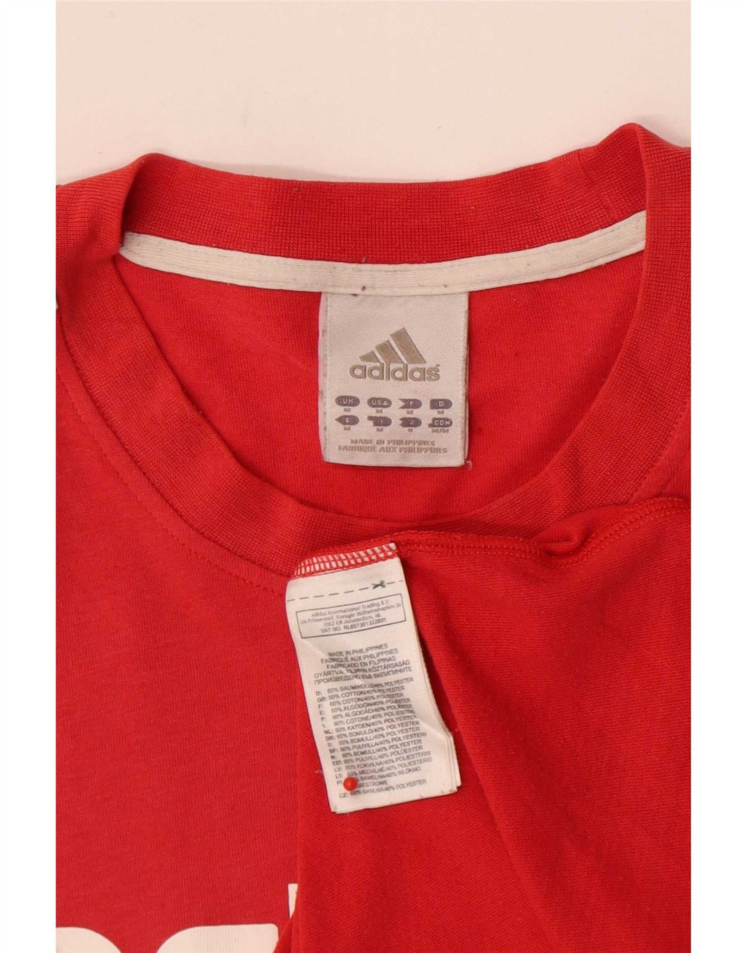 Мужская футболка Adidas с рисунком из хлопка среднего красного цвета