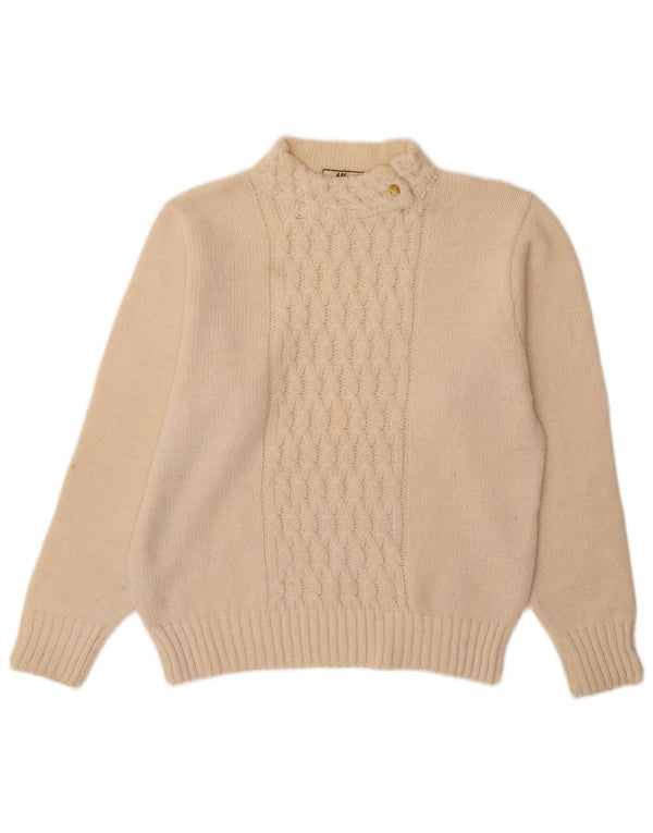 ВИНТАЖНЫЙ женский джемпер с высоким воротником, Великобритания, 16, большой, белый цвет