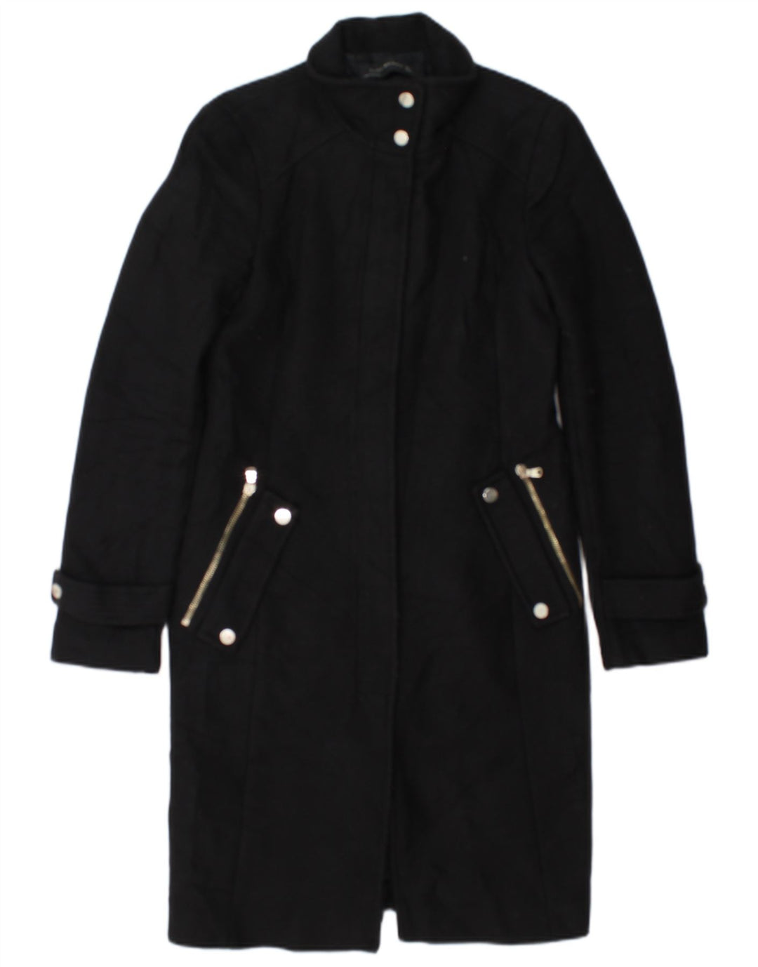 Женское пальто Zara UK 10, маленькое черное шерстяное