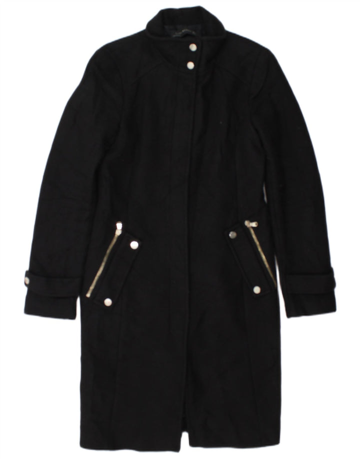 Женское пальто Zara UK 10, маленькое черное шерстяное
