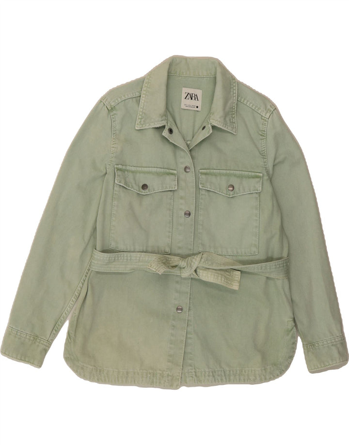ZARA Womens Denim Jacket UK 10 Small Green Vintage Zara and Second-Hand Zara from Messina Hembry 