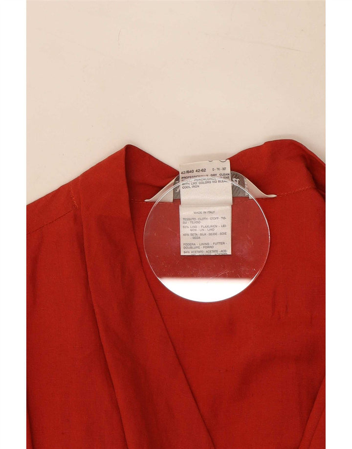 Женское платье с запахом Max Mara UK 12, средний красный лен