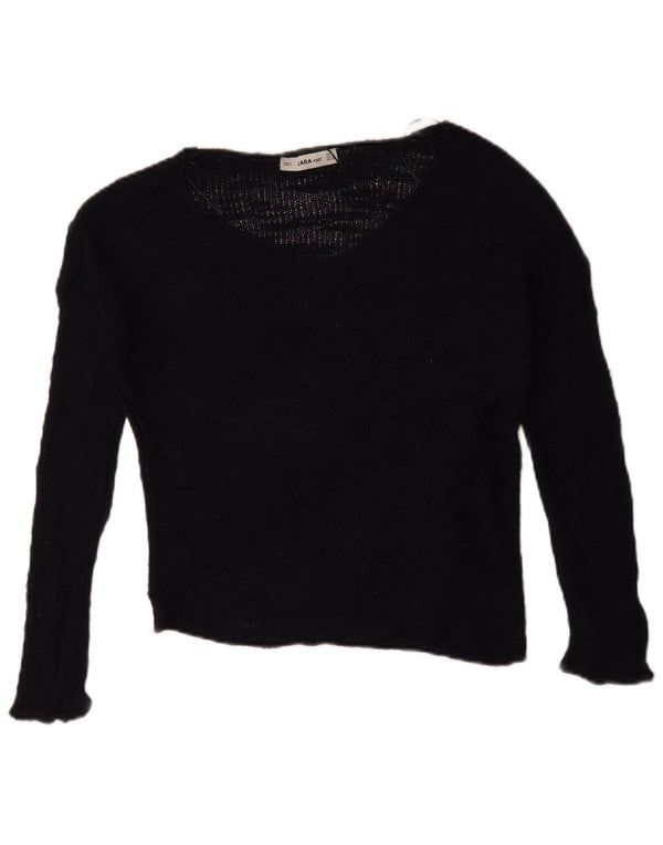 Женский свободный джемпер с вырезом «лодочка» Zara UK 10, маленький темно-синий