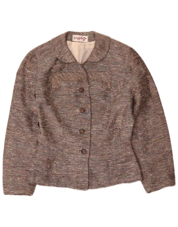 Винтажный женский комплект из 2 предметов юбки на 4 пуговицах, Великобритания, 10 маленьких размеров, W26, серый в крапинку