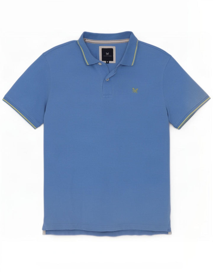 Crew Clothing Мужская рубашка-поло из хлопка средней синей полоски