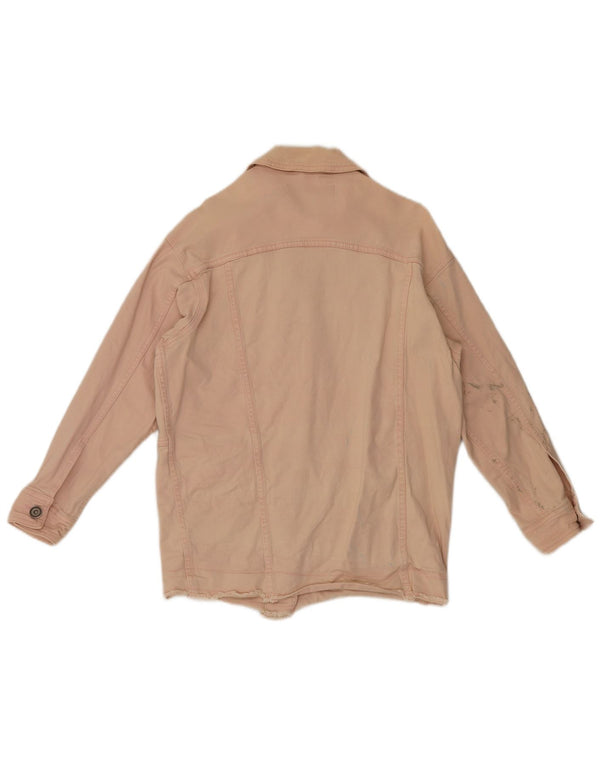 Женская джинсовая куртка оверсайз Zara UK 6 XS, розовый хлопок