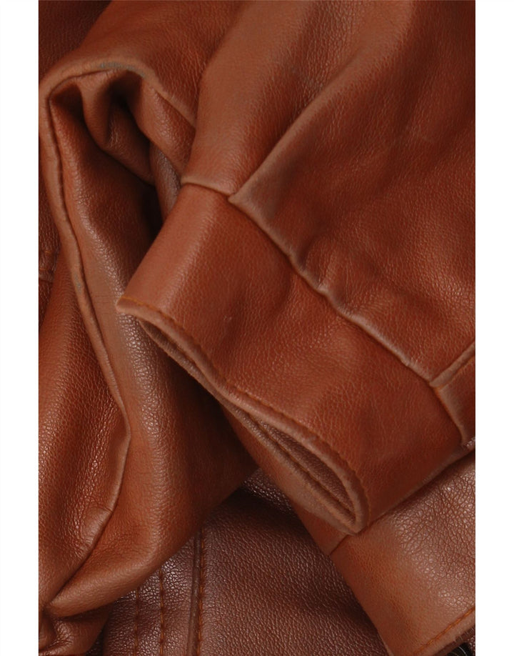 Винтажная мужская кожаная куртка UK 38 среднего коричневого цвета