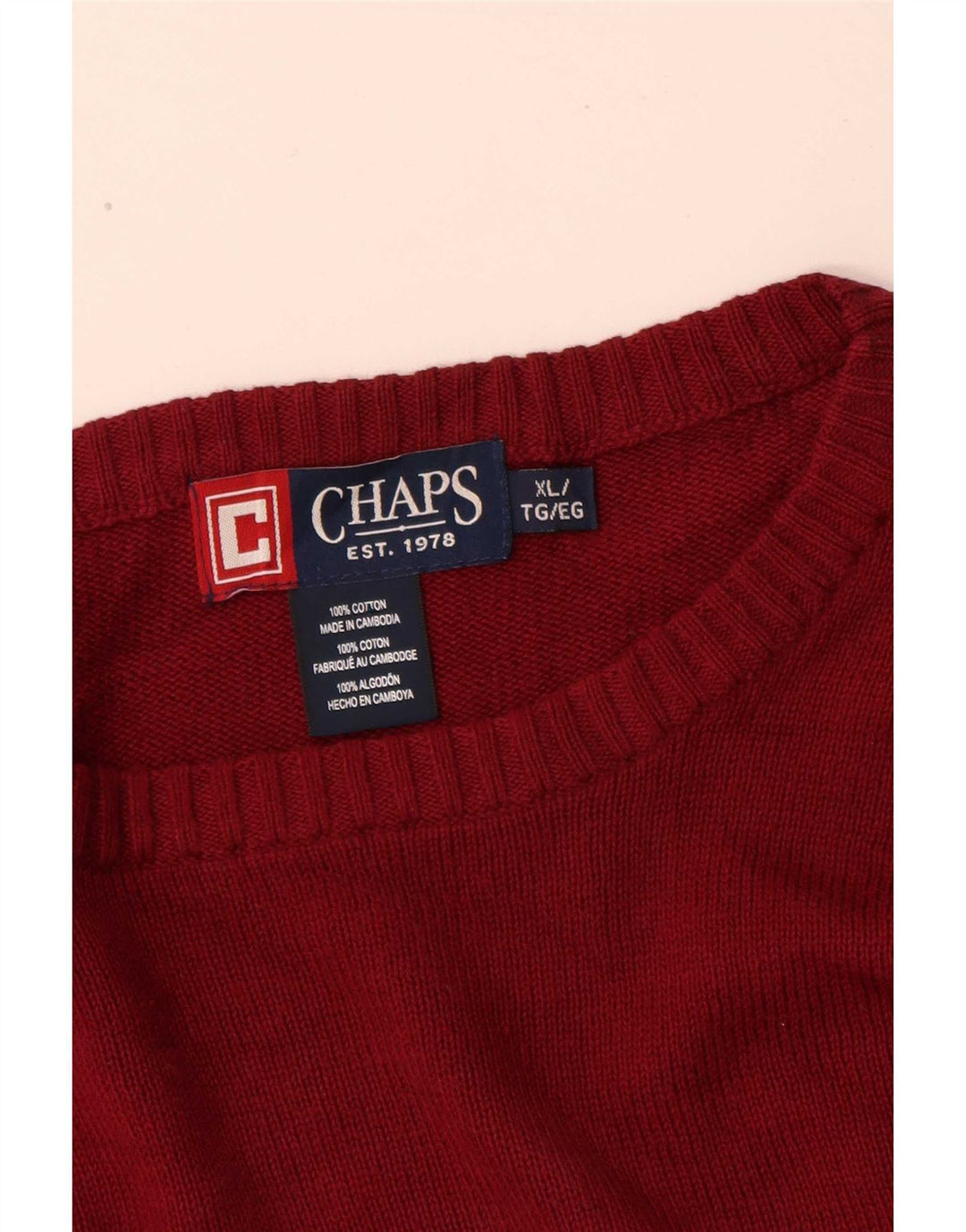 Мужской джемпер с круглым вырезом Chaps, хлопковый свитер в красную полоску XL