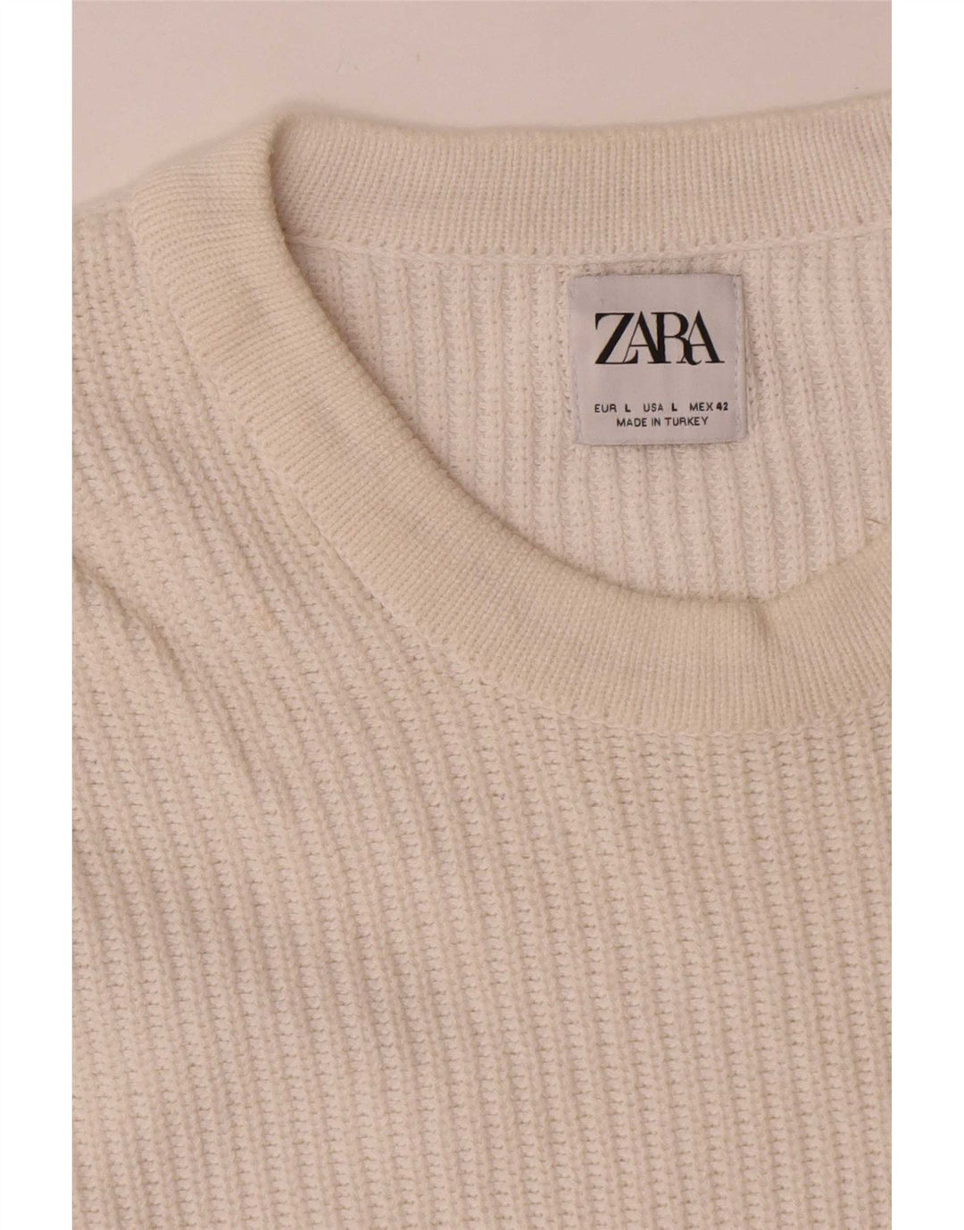 Мужской джемпер с круглым вырезом Zara, большой белый