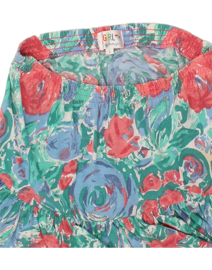 VINTAGE Womens Pleated A-Line Skirt W30 Medium Green Floral Polyester Vintage Vintage and Second-Hand Vintage from Messina Hembry 