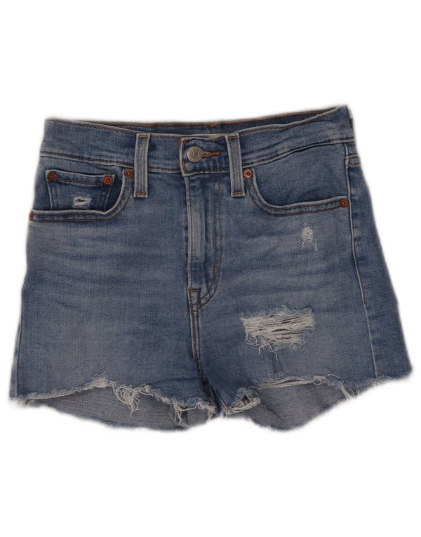 Женские потертые джинсовые шорты Levi's с высокой посадкой W25 XS, синие, хлопок